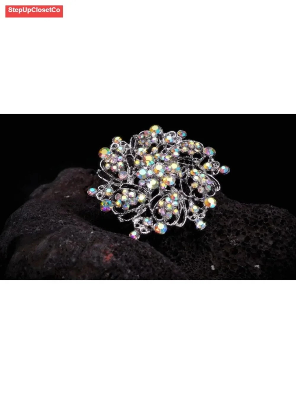 Crystal Flower Wreath Brooch Pin for Women Elegant Wedding Jewelry